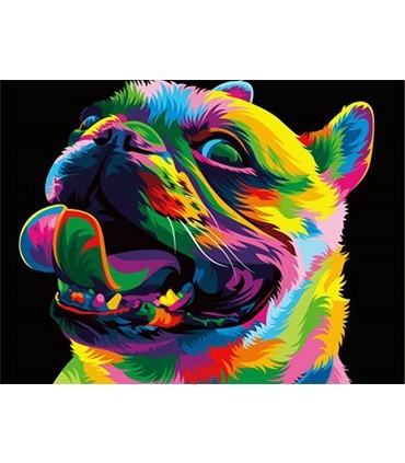 Chien Bulldog francais coloré Broderie Diamant