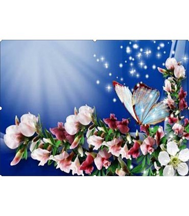 Papillon sur cerisier du japon Broderie Diamant