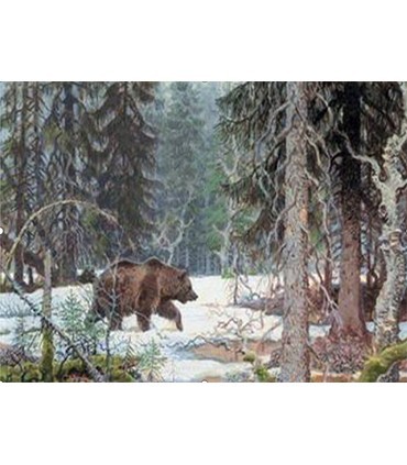 Ours en forêt enneigé Broderie Diamant