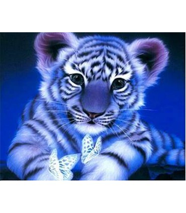 Portrait Tigreau blanc Broderie Diamant