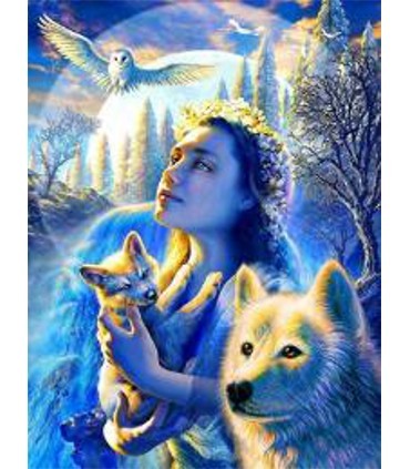 Tableau féérique loup Broderie Diamant