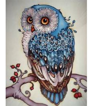 Tableau chouette bleu Broderie Diamant