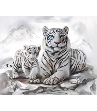 Tigres blanc Broderie Diamant