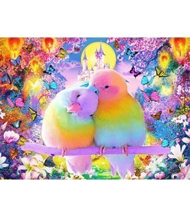 Couple d'oiseaux colorés Broderie Diamant