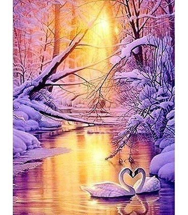 Le ruisseau des cygnes Broderie Diamant