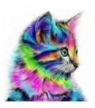 Chat poil mi long coloré Diamond Painting