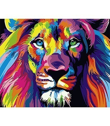 Portrait Lion coloré Diamond Painting