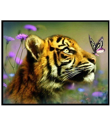 Tigron et papillon papillon Diamond Painting