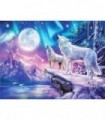 Loups blanc sous la lune Diamond Painting