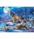 Famille de loup sous la lune Diamond Painting