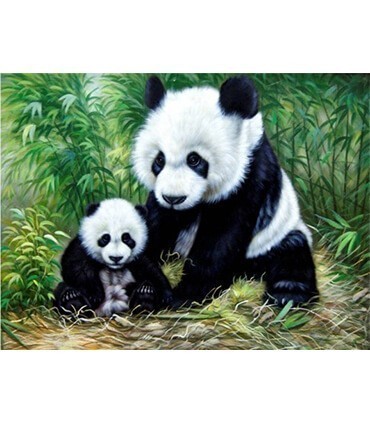 Maman panda et son bébé Diamond Painting