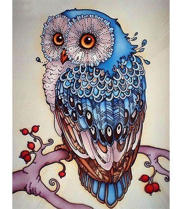 Hibou bleuté Diamond Painting