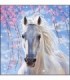 Portrait cheval blanc et cerisier rose Diamond Painting