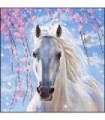 Portrait cheval blanc et cerisier rose Diamond Painting
