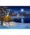 Tableau Lune d'hiver en montagne Diamond Painting