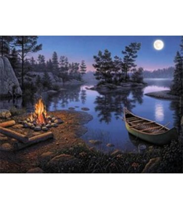 Feu de camp au bord du lac Diamond Painting