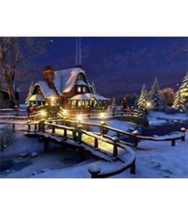 Maison recouverte de neige Diamond Painting