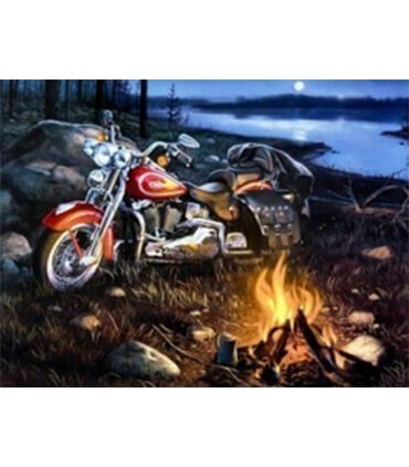 Moto au bord du feu Diamond Painting