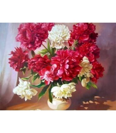 Bouquets de pivoines blanches et rouges Diamond Painting
