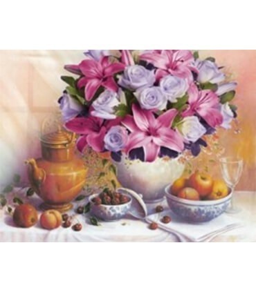 Bouquet Lys et roses sur la table Diamond Painting