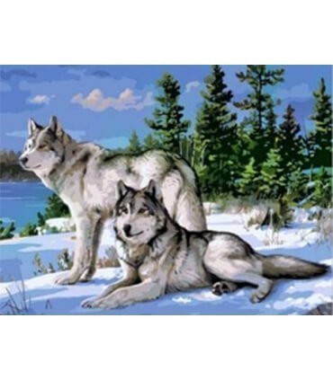 Les 2 loups au bord de la rivière Diamond Painting