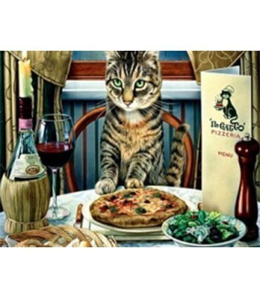 Chat au resto Italien Diamond Painting