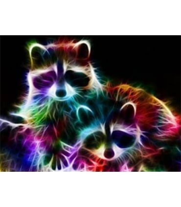 Les deux ratons laveurs néon Diamond Painting