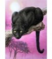 Panthère noir sur fond rose Diamond Painting