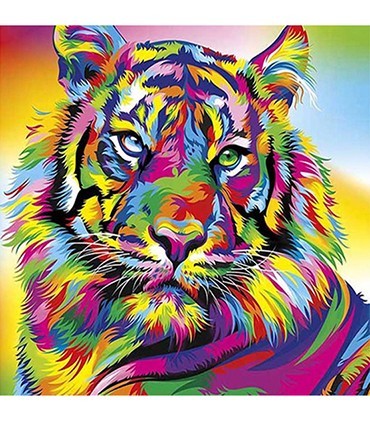 Tigre coloré Broderie Diamant