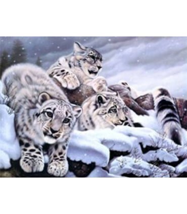 Famille panthère d'hiver Diamond Painting