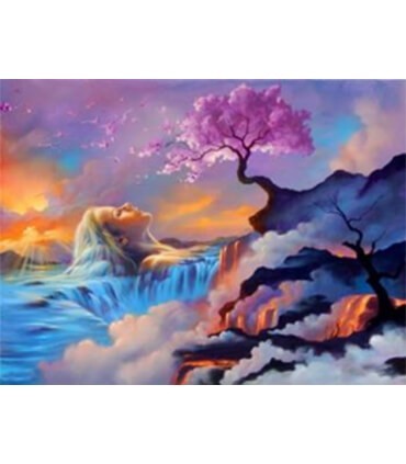 Paysage et apparition d'une femme Diamond Painting