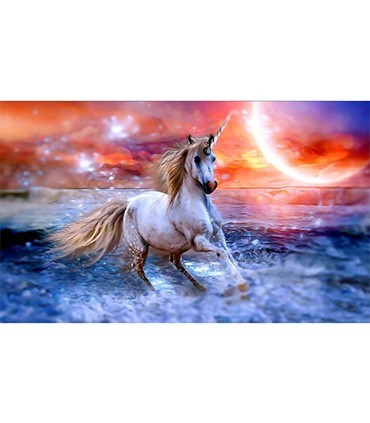 Licorne sur la plage Broderie Diamant